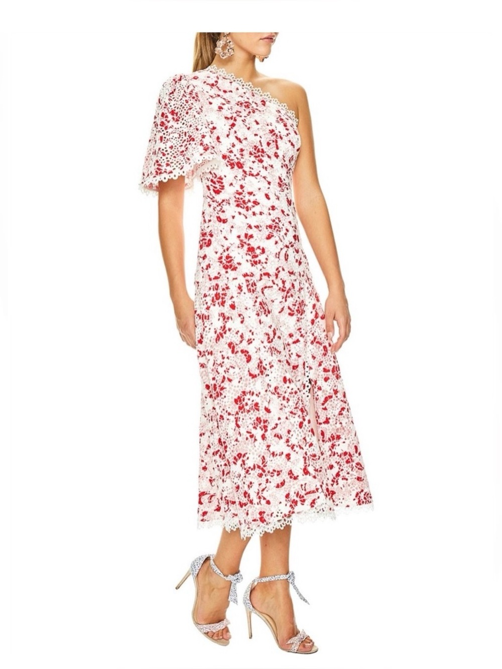 La Maison Talulah Dance and Romance Midi Dress large eyelet one shoulder large
